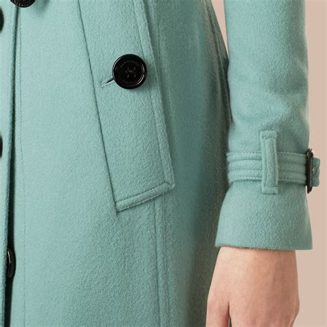 Burberry Sandringham Fit Cashmere Trench Coat Dusty Mint in 